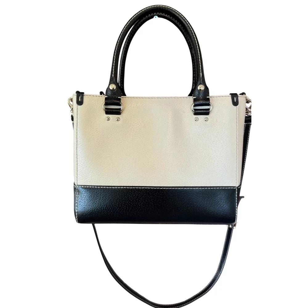 Kate Spade New York Shoulder Strap Black Cream Leather Bag Satchel Red Interior‎